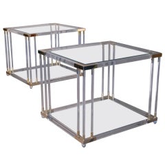 Pair Lucite & Brass Side/End Tables c.1970s.