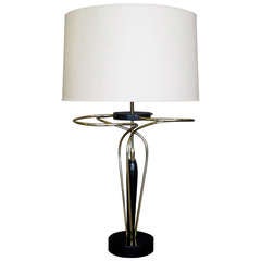 1950s Sculptural Brass and Lacquered Wood Table Lamp by LuxCraft New York