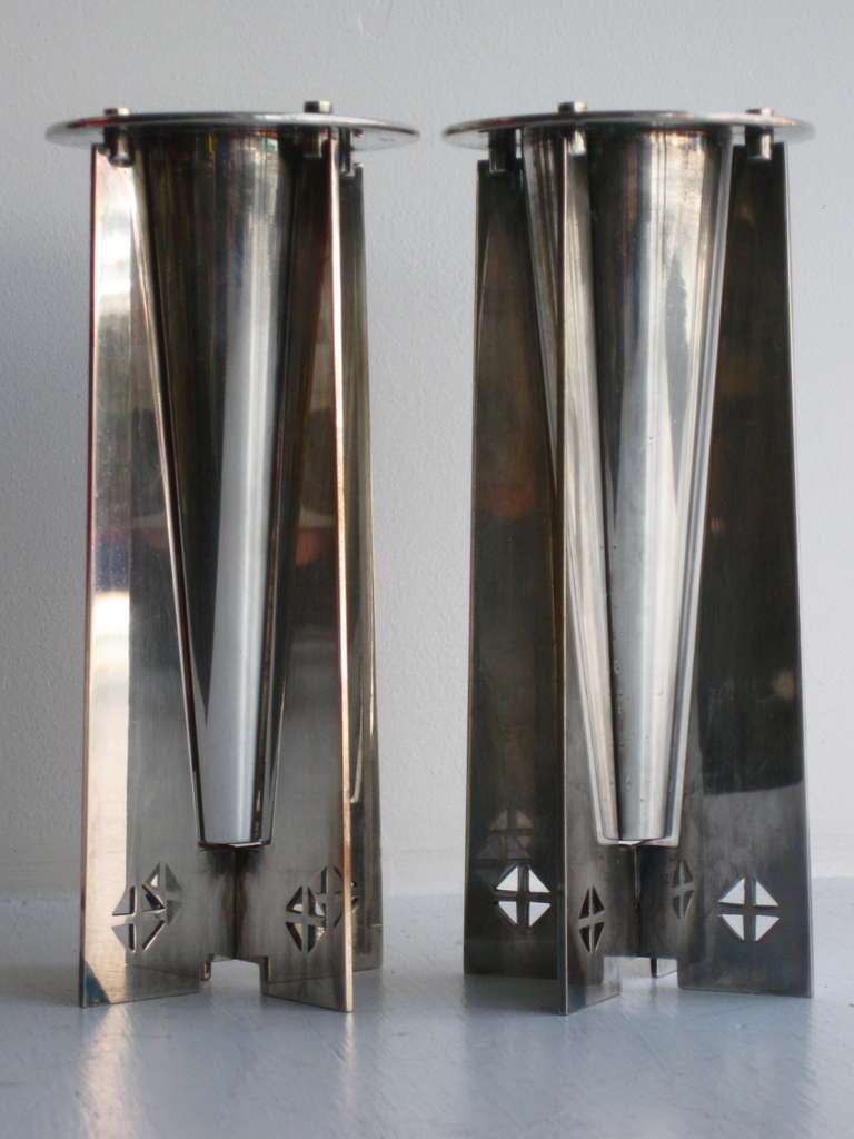 Silver Plate Pair of Gwathmey Siegel Courtney Bud Vases for Swid Powell