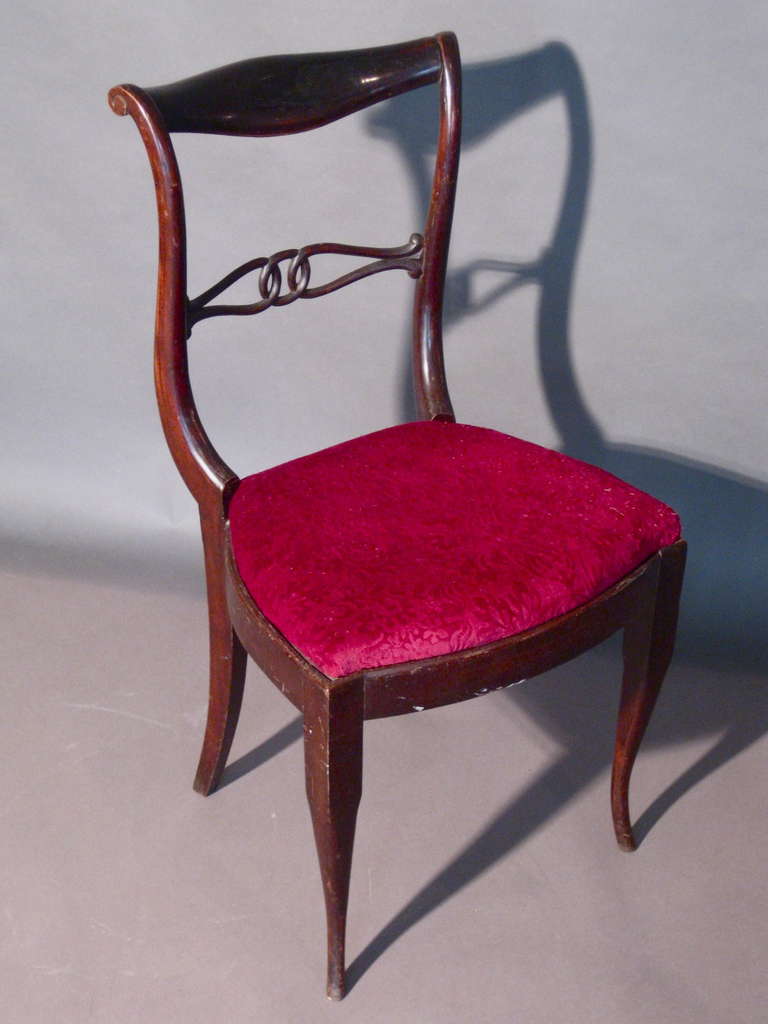 Mid-20th Century Set of Six Gio Ponti Style Italian Mahogany Dining Chairs, circa 1940s