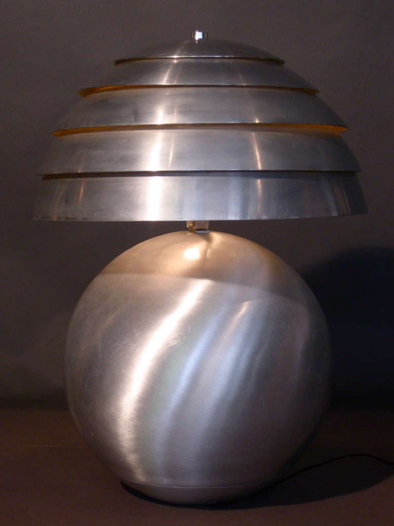 Mid-20th Century 1940's Large Modernist Aluminum Table Lamp