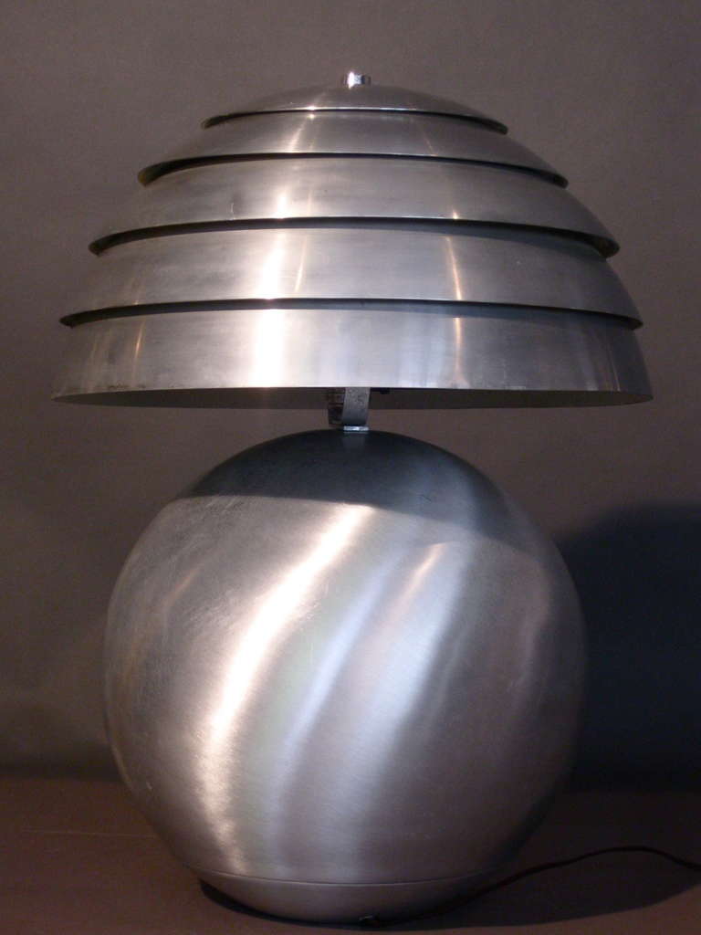 American 1940's Large Modernist Aluminum Table Lamp