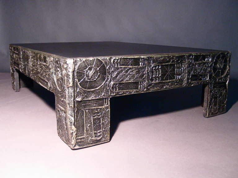 American Adrian Pearsall Bronze Resin & Wood Coffee Table for Craft Associates