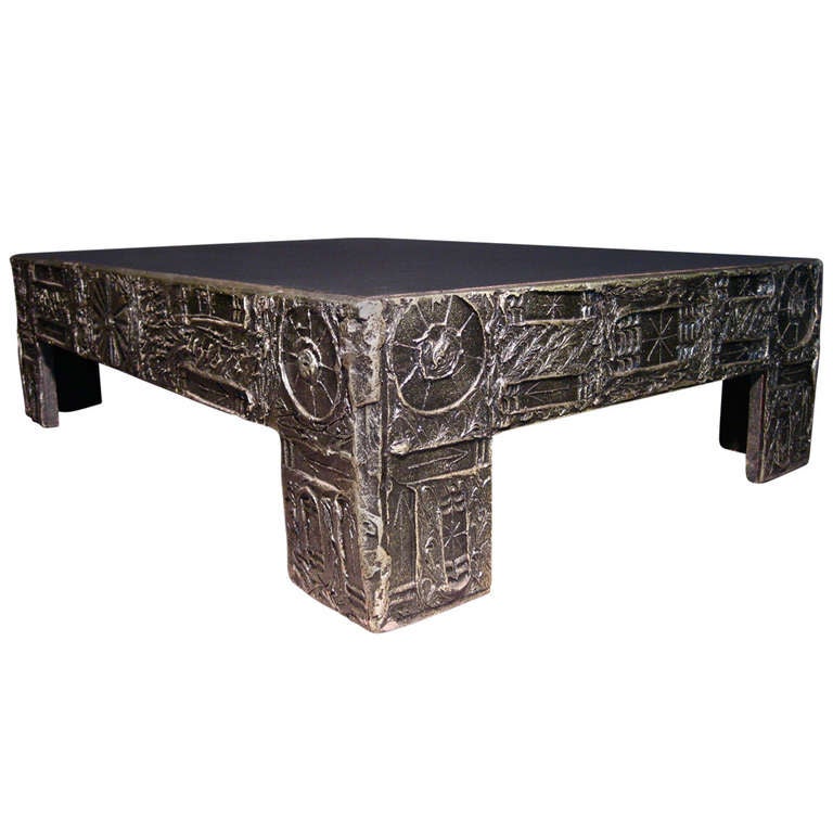 Adrian Pearsall Bronze Resin & Wood Coffee Table for Craft Associates
