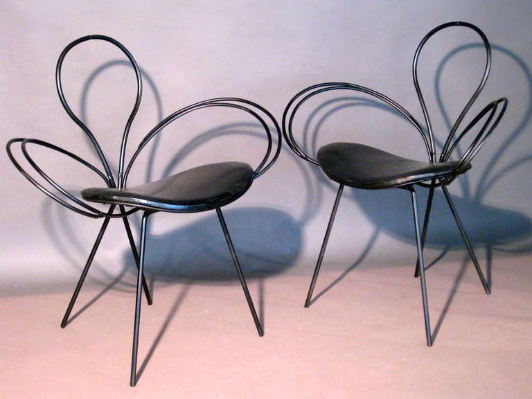 Pair of Sculptural Wrought Iron Garden Chairs, Italy, Circa 1950s 2