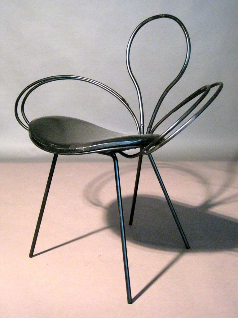 Italian Pair of Sculptural Wrought Iron Garden Chairs, Italy, Circa 1950s