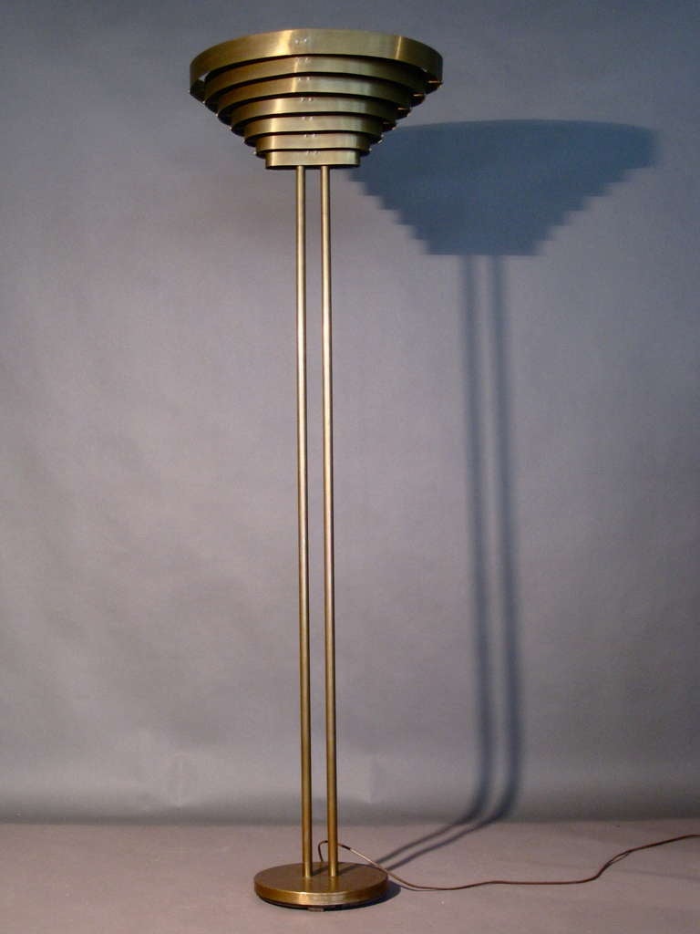 Kurt Versen Modernist Brass Floor Lamp, circa 1930s 3