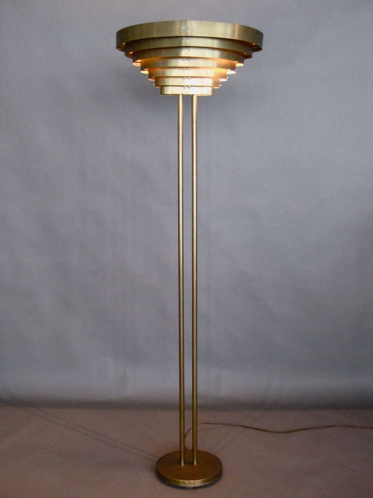 Kurt Versen Modernist Brass Floor Lamp, circa 1930s 1