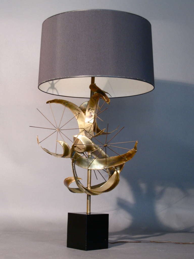 Curtis Jere Brutalist Welded Brass Lamp for Laurel