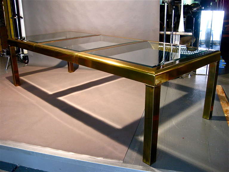 American Monumental Brass & Glass Parsons Dining Table by Mastercraft