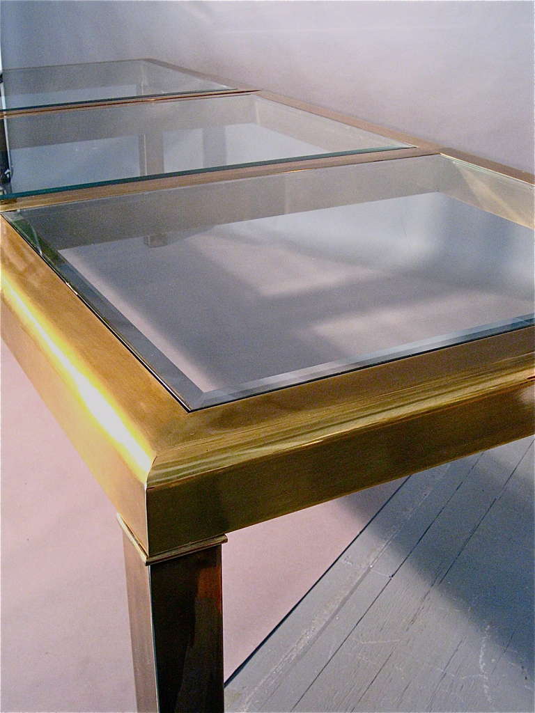 Monumental Brass & Glass Parsons Dining Table by Mastercraft In Good Condition In Easton, PA