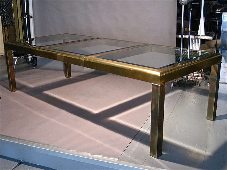Monumental Brass & Glass Parsons Dining Table by Mastercraft 2
