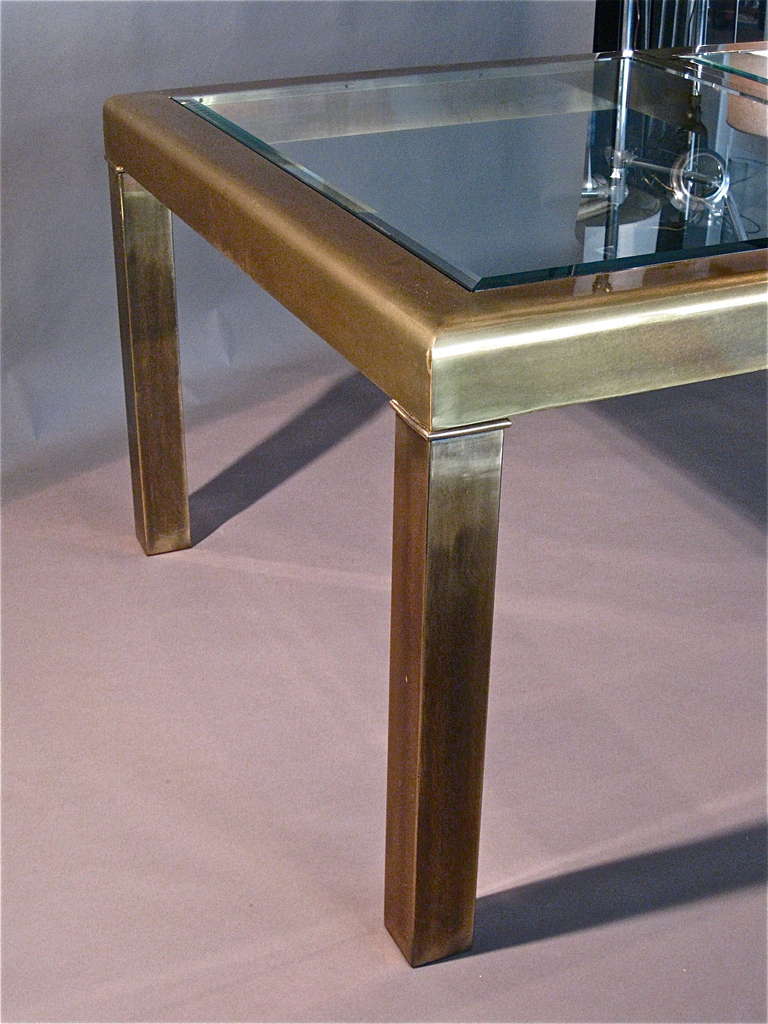 Monumental Brass & Glass Parsons Dining Table by Mastercraft 4