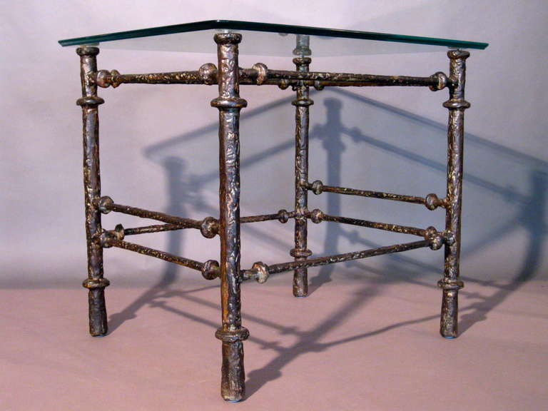 American Pair Diego Giacometti Style Cast Iron Side Tables