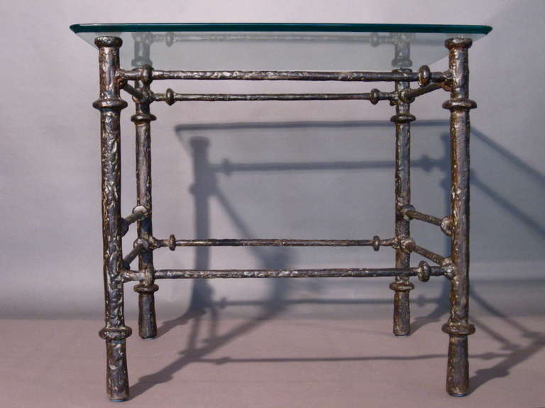 Pair Diego Giacometti Style Cast Iron Side Tables 3