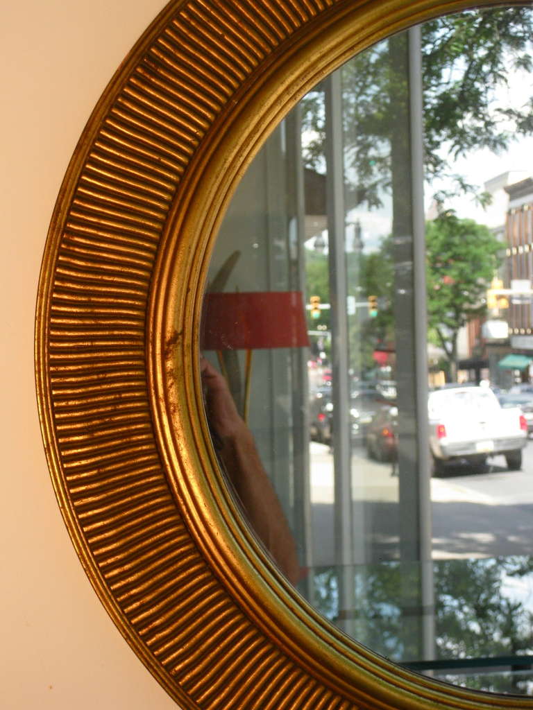 1950s Italian Gilded Carved Wood Wall Mirror In Good Condition In Easton, PA