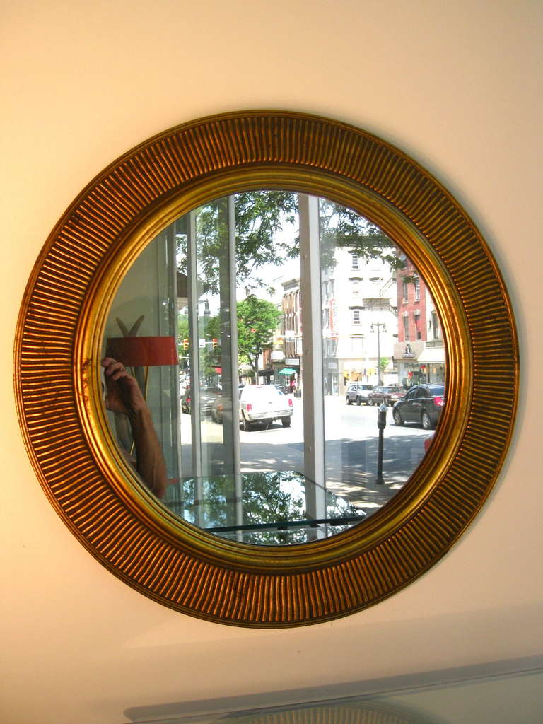 Mid-20th Century 1950s Italian Gilded Carved Wood Wall Mirror