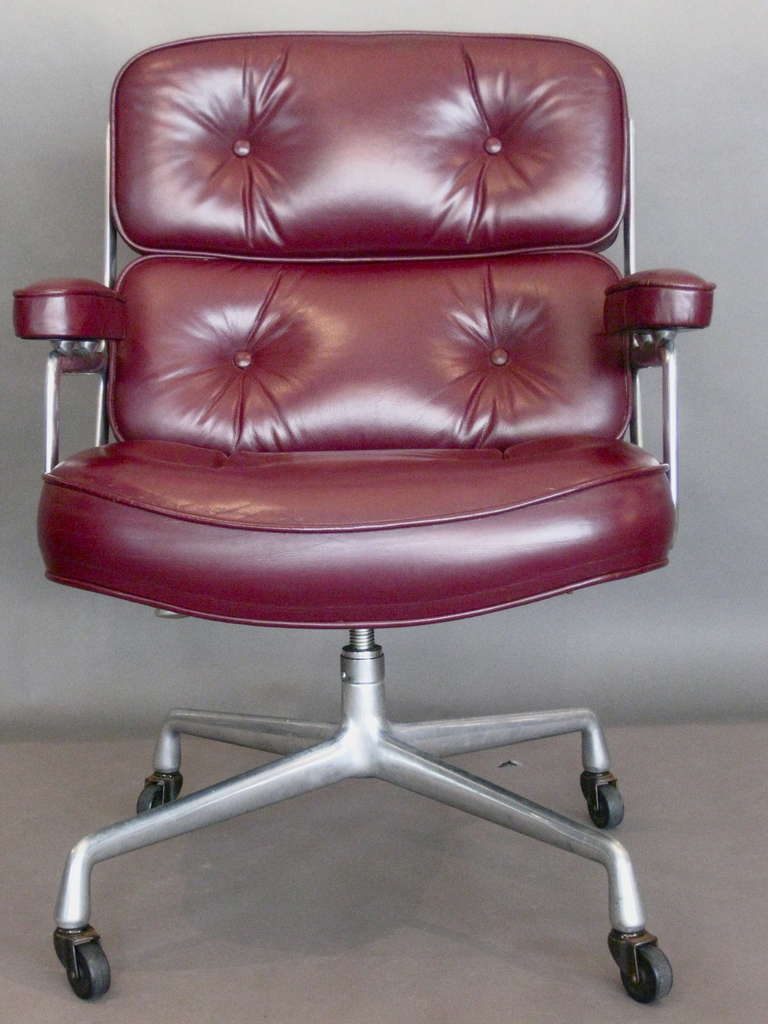 Aluminum Charles Eames Time-Life Desk Chair w/ Original Leather