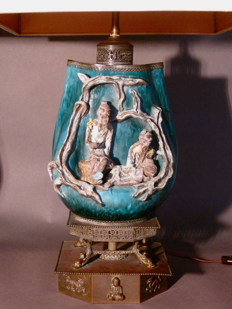 Pair 1940s Marcello Fantoni Italian Ceramic Table Lamps 1