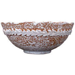 1940s French Glazed Terracotta Centerpiece Bowl Made by Primavera