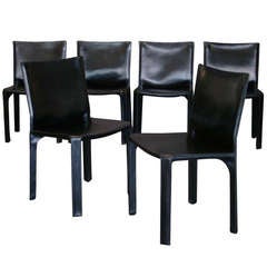 Set of Six Cab Chairs by Mario Bellini for Cassina