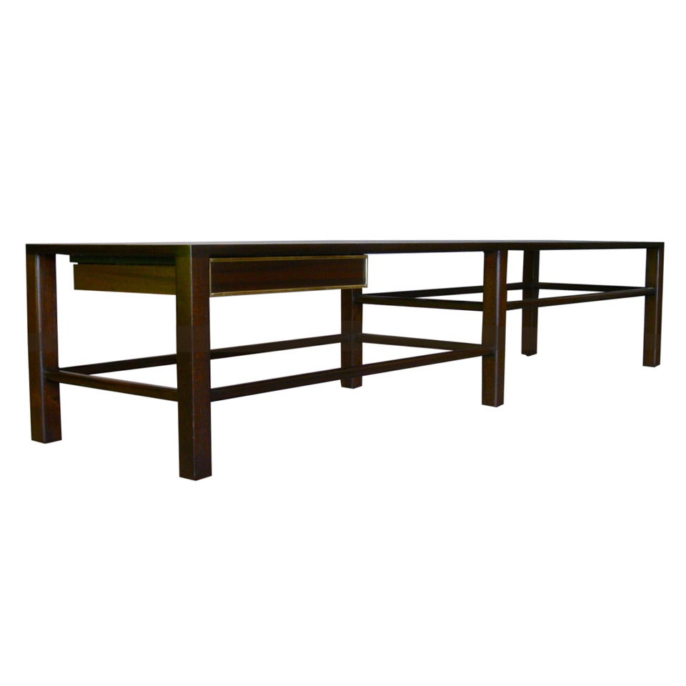 Harvey Probber Mahogany & Brass Bench/Coffee Table Model no.1004