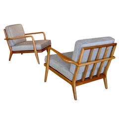 Pair Vintage Rail Back Lounge Chairs by Mel Smilow c.1950s