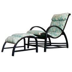 1930s American Art Deco Lounge Chair 
Ottoman w/ Original Upholstery.