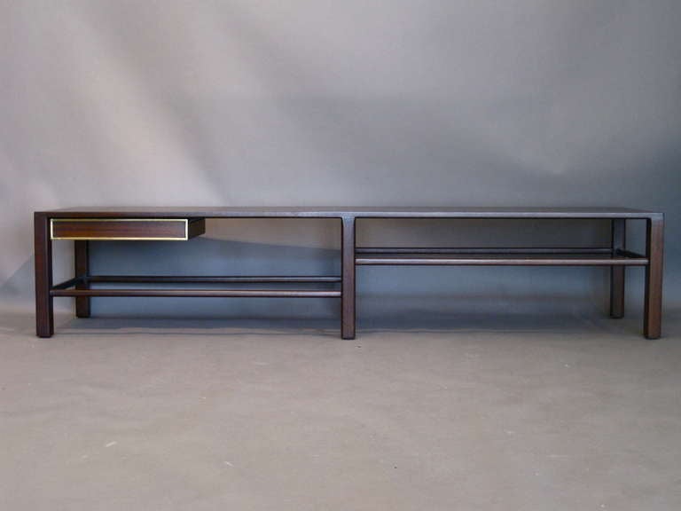 American Harvey Probber Mahogany & Brass Bench/Coffee Table Model no.1004