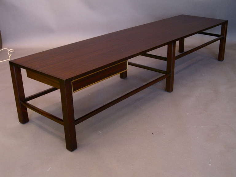Harvey Probber Mahogany & Brass Bench/Coffee Table Model no.1004 In Good Condition In Easton, PA