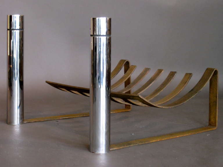 Architect Custom Design Stainless Steel and Chrome Log Holder circa 1970s In Good Condition In Easton, PA