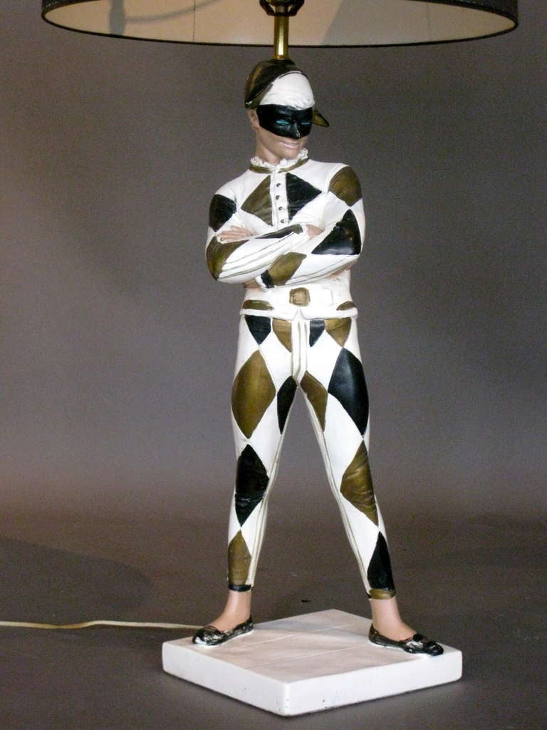 American Large Harlequin Plaster Table Lamp by Marbro c.1950s