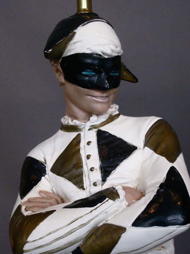 Large Harlequin Plaster Table Lamp by Marbro c.1950s In Good Condition In Easton, PA