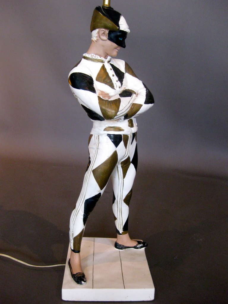 Large Harlequin Plaster Table Lamp by Marbro c.1950s 1