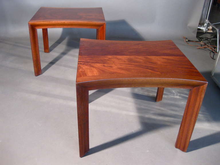 Pair of Sculptural 1940s Flame Mahogany Low Tables In Excellent Condition In Easton, PA