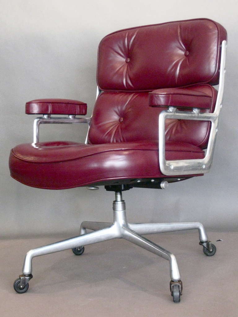 Aluminum Charles Eames Time Life Desk Chair with Original Leather