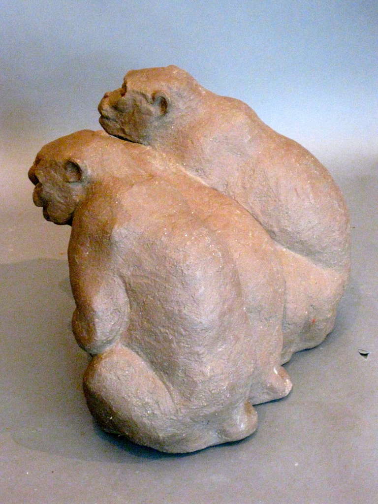 Three Monkeys Hand Built Terracotta Fountain/Sculpture c.1960s 4