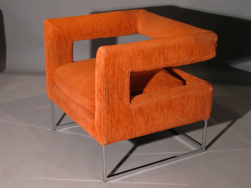 Mid-20th Century Pair Sculptural 1960's Cantilever Lounge Chairs