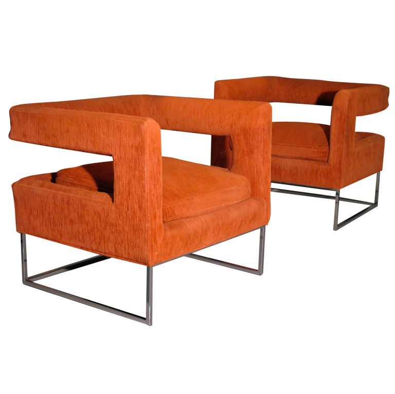 Pair Sculptural 1960's Cantilever Lounge Chairs