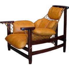 Brazilian Leather & Rosewood Lounge Chair by Jean Gillon