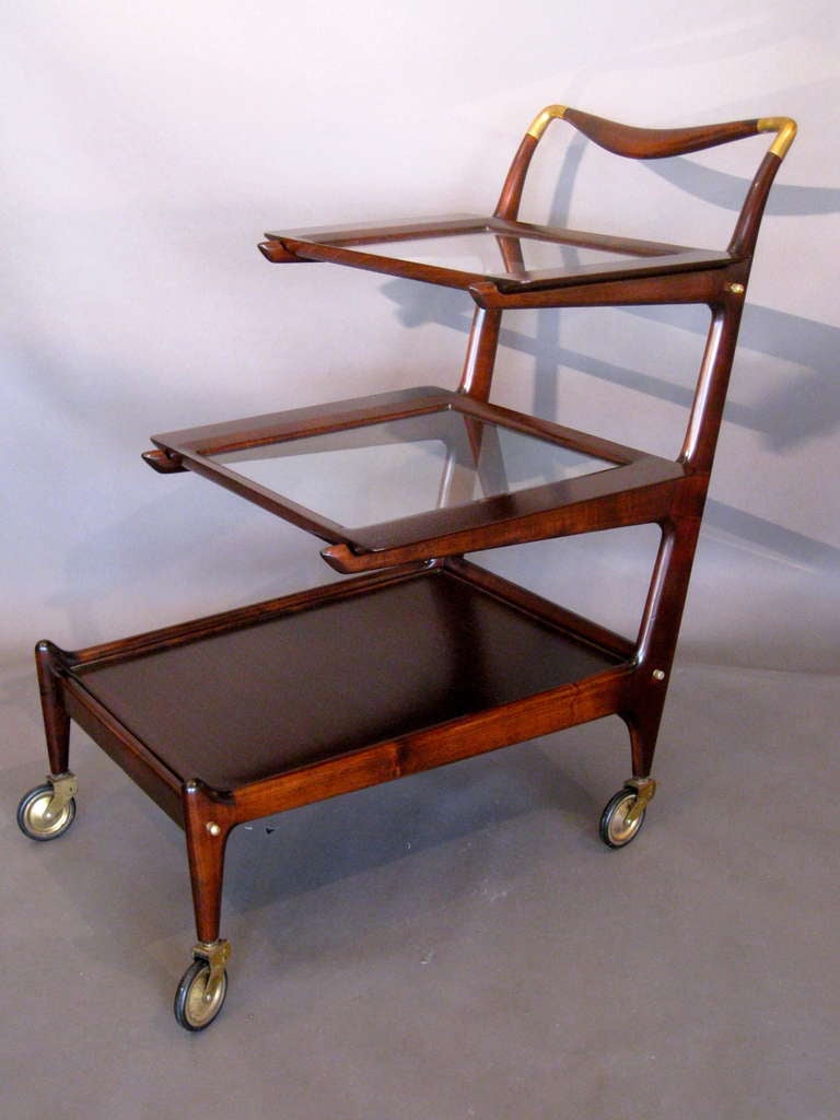 Cesare Lacca Italian Mahogany Drinks Cart In Good Condition In Easton, PA