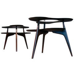 Pair Erno Fabry Biomorphic Tripod Side Tables