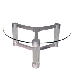 Retro 1970's Aluminum & Lucite Tripod Coffee Table