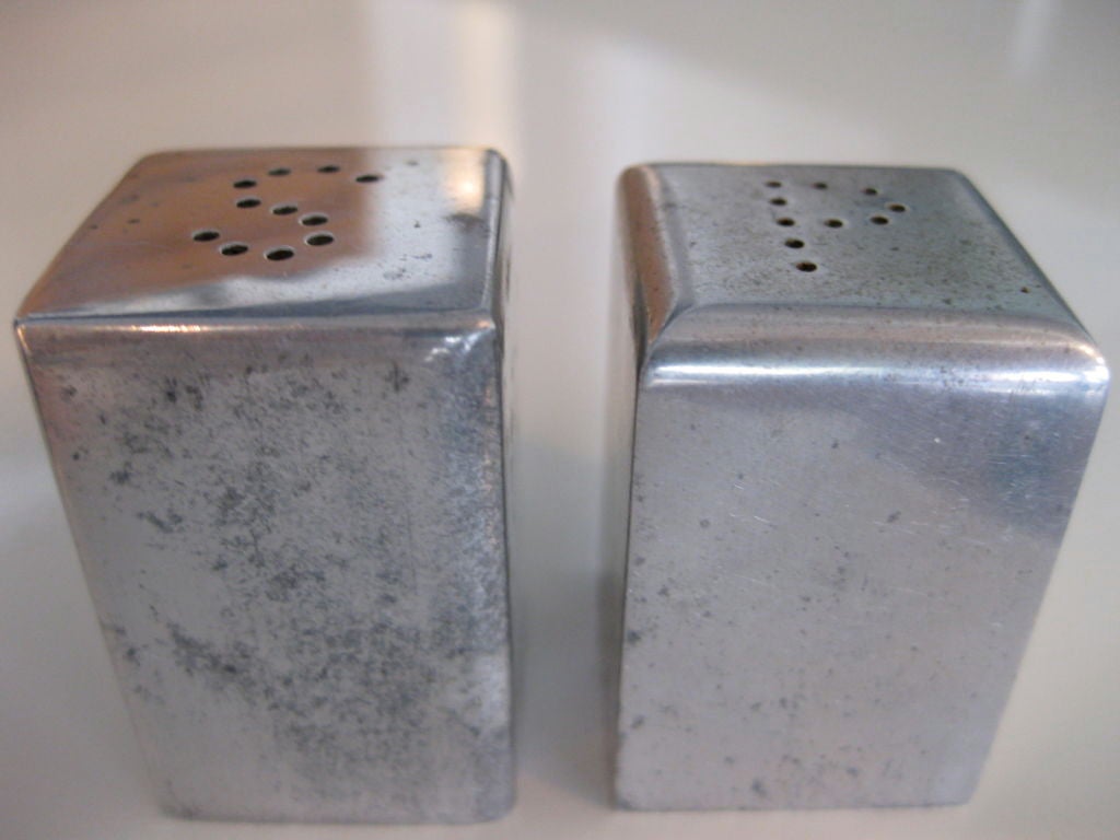 Rare Charles Sheeler Modernist Aluminum Salt & Pepper Shakers 1