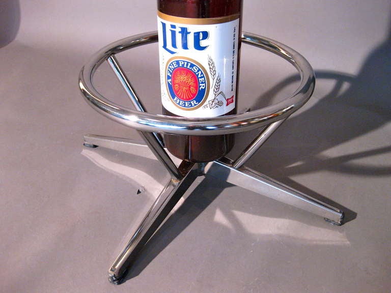Chrome Pilsner Lite Beer Promotional Swiveling Bar Stool c.1960s