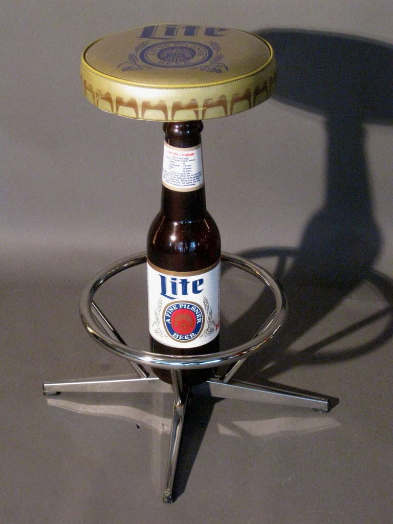 Pilsner Lite Beer Promotional Swiveling Bar Stool c.1960s 2