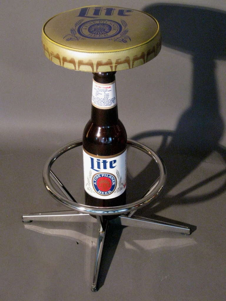 Pilsner Lite Beer Promotional Swiveling Bar Stool c.1960s In Good Condition In Easton, PA