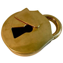 Solid Brass Ashtray in the form of Oversize Lock, circa 1940s