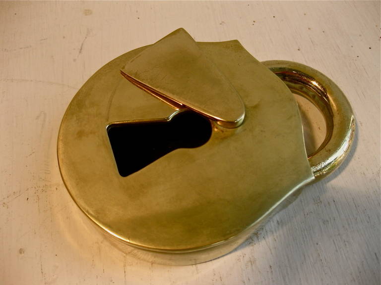 Solid Brass Ashtray in the form of Oversize Lock, circa 1940s
