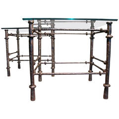 Pair of Diego Giacometti Style Cast Iron Side Tables